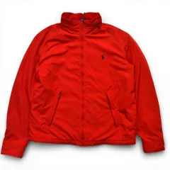 POLO by RALPH LAUREN ラルフローレン ジップブルゾン スウィングトップ ロゴ刺繍 フード サイズM レッド メンズ