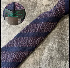 ネイビー ストライプ シルク ネクタイ[MSE122]