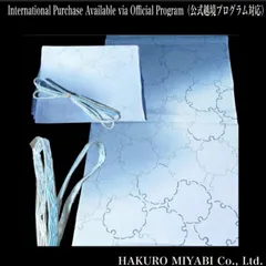 夏用　正絹　絽　帯揚げ帯締めセット 水色✕白唐草文様 涼やか上品　フ5-10