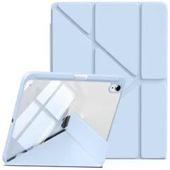 Lsmmpoba iPad 11世代 (A16) 10世代 ケース 2025、2022 11/10.9 インチ 第10世代 透明バックカバー ペン収納 多機能スタンド スリープ機能 軽量 薄型 傷つけ防止 TPU裏全透明 PU合成レザー スカイブルー