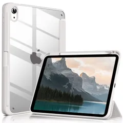 Lsmmpoba iPad 11世代/第10世代 (A16) ケース 2025/2022対応 11、10.9インチ 透明バックカバー ペンシル収納 三つ折スタンド オートスリープ機能 軽量 薄型 傷つけ防止 TPU PU合成レザー グレー