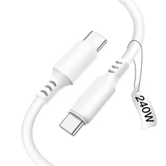 USB Cケーブル 240W タイプc 急速充電 pdコード c toc 高速 データ転送 TypeC 絡まない シリコン素材採用 iPhone16 15 Galaxy iPad Pro MacBook Pro Air 対応 1Mx1 白