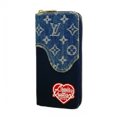 ルイ・ヴィトン(Louis Vuitton) ルイ・ヴィトン 長財布 モノグラム・デニム LVスクエアード コレクション ジッピーウォレットヴェルティカル M81107  ネイビーメンズ