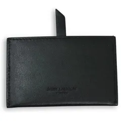 【美品】サンローラン Saint Laurent レザー 本革 カードケース ミラーケース 黒 タブ付 ロゴ型押し カード入れ 箱付き メンズ ビジネス