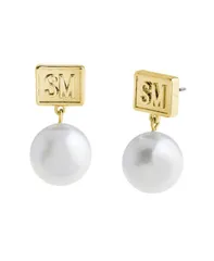 スティーブ マデン レディース アクセサリー ピアス・イヤリング ロゴ Steve Madden Faux Cultured Pearl Signature Logo Drop Earrings Gold ゴールド
