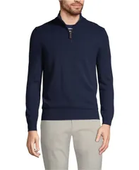 ランズエンド メンズ アウター ニット・セーター ハーフジップ Lands End Mens Fine Gauge Quarter Zip Sweateradiant navy ネイビー