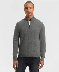 ランズエンド メンズ アウター ニット・セーター ハーフジップ Lands End Mens Fine Gauge Quarter Zip Sweater Charcoal heather チャコール