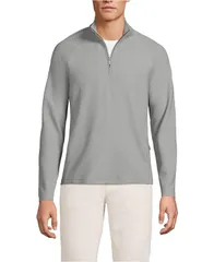 ランズエンド メンズ トップス シャツ ハーフジップ Lands End Mens Long Sleeve Waffle Quarter Zip Metal gray グレー