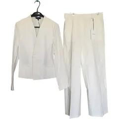  theory セオリー セットアップ パンツスーツ スーツ 上下セット ノーカラー ジャケット きれいめ フォーマル ビジネス 通勤 オフィス ホワイト 白 レディース サイズジャケット4 パンツ2【Z1783】