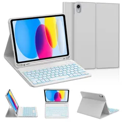 [2025年新開発]ipad A16 キーボード 第11世代/ipad 第10世代 10.9インチ兼用 7色バックライト磁気脱着式 Bluetoothキーボードカバー ペン収納 Type-C充電式 耐衝撃 全面保護 多角度調整 耐久性 US配列 日本 ...