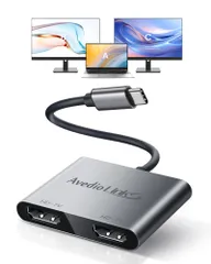 【安定版】avedio links USB-C HDMI変換アダプタ 4K@60Hz HDMI分配器 拡張モード対応 3画面 Type-C&HDMI2ポート デュアル4K@30Hz MSTモード対応【Windowsのみで、Mac OSには非対応】 ド ...