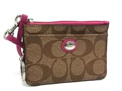■美品■ COACH コーチ F1432 F50795 シグネチャー レザー コインケース パスケース 小銭入れ 定期入れ レディース ブラウン系 DI8888