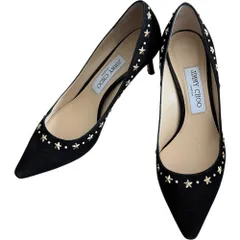  JIMMY CHOO ジミーチュウ シューズ パンプス フラット ハイヒール ポインテッドトゥ  レザー スエード きれいめ 通勤 36.5 レディース ブラック 黒【Z1783】
