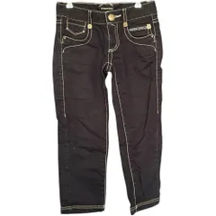  BURBERRY ブルーレーベル バーバリー デニムパンツ ボトムス テーパード ストレート 美脚 洗える レディース25 ブラック 黒【Z1783】