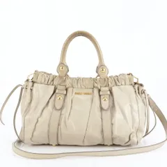 美品 ミュウミュウ ヴィッテロリュクス レザー 2WAY ショルダーバッグ 斜め掛け ハンド トート レディース ERE DL21-7【中古】