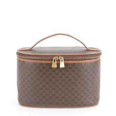 美品 ヴィンテージ セリーヌ マカダム バニティ バッグ レザー ハンドバッグ ポーチ 本革 ブラウン レディース EEM DM29-6【中古】