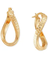 イタリアン ゴールド レディース アクセサリー ピアス・イヤリング Italian Gold Textured Curved Oval Hoop Earrings in 10k Gold ゴールド