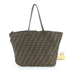 フェンディ ズッカ 8BH026 レザー ナイロン トート バッグ 肩掛け ショルダー ハンド ブラウン 茶色 A4 レディース REM DM25-8【中古】