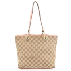 グッチ GGキャンバス ベージュ 139552 レザー トート バッグ 肩掛け ショルダー ハンド ピンク A4 レディース EEM DM36-8【中古】