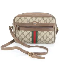 ヴィンテージ オールド グッチ GGスプリーム シェリー ライン レザー ショルダーバッグ 斜め掛け 本革 レディース REM DM25-5【中古】