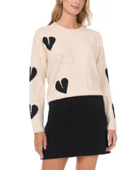 ヴィンスカムート レディース アウター ニット・セーター 長袖 Vince Camuto Womens Many Hearts LongSleeve Sweater Malted