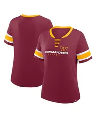 ファナティクス レディース トップス Tシャツ プラスサイズ レース Fanatics Womens Burgundy Washington Commanders Plusize Red Zone Athena LaceUp VNotch Neck TShir