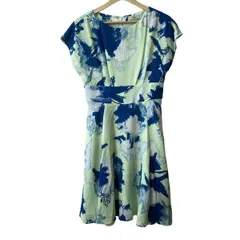 グレースコンチネンタル ワンピース サイズ36 S レディース美品  - ライトグリーン×ネイビー×マルチ 半袖/ひざ丈/花柄