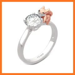 【新品】 [Jeulia] レディース 指輪 狐 キツ リング 金属アレルギー対応 結婚 婚約指輪 大きいサイズ 小さいサイズ 日本サイズ 専用ボックスつき 誕生日 ホワイトデー プレゼント ギフト