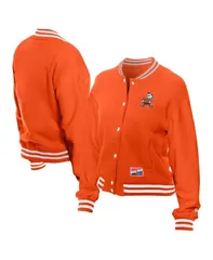 ニューエラ レディース アウター ジャケット・ブルゾン フリース New Era Womens Orange Cleveland Browns Throwback Fleece FullSnap Jacket Orange オレンジ