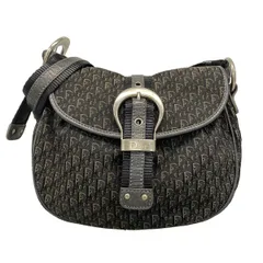 DIOR/ChristianDior(ディオール/クリスチャンディオール) ショルダーバッグ トロッター 黒×ダークグレー レザー