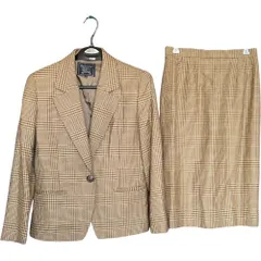   BURBERRYS バーバリー  セットアップ スカートスーツ スーツ 上下セット テーラードジャケット タイトスカート  １つボタン きれいめ フォーマル 通勤  ベージュ チェック  レディース9【Z1784】