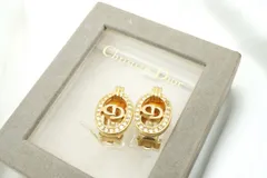 クリスチャン ディオール ヴィンテージ イヤリング ラインストーン CDロゴ アクセサリー 金 ゴールド Christian Dior 5327j