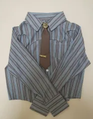 未使用ストライプ シャツ + ネクタイ + ネクタイピン