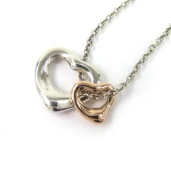 美品△TIFFANY&Co. ティファニー エルサペレッティ ダブルオープンハート ペンダント 925 750 ネックレス シルバー ゴールド 箱・保存袋付き スペイン製 重量2.5g レディース