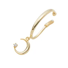 【F：ゴールド×フリーサイズ】[Cream dot. クリームドット公式] イヤーカフ レディース  イヤーカフ ニッケルフリー イヤカフ 片耳用 メタル チェーン リボン ビジュー 月 クレッセント ドロップ 滑り止め付き 微調整可能