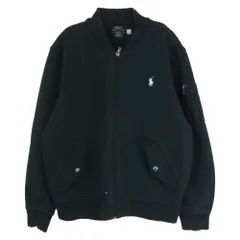 POLO RALPH LAUREN ポロ・ラルフローレン ダブルニットボンバージャケット ポニーロゴ アクションプリーツ ブルゾン ブラック系 M【中古】
