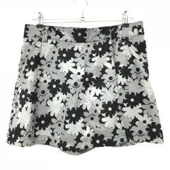 【美品】マリクレールスポール キュロットスカート 黒×グレー 花柄 ストレッチ  レディース LL ゴルフウェア marie claire