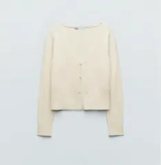 ZARA アイボリー Vネック カーディガン