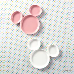 プレート 20cm ミッキーマウス 磁器 （ 食洗機対応 電子レンジ対応 仕切り皿 キャラクター ディズニー ミッキー 食器 皿 仕切り ミッキー型 仕切皿 ランチプレート 中皿 小皿 おしゃれ かわいい 白 ）