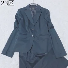 23区　パンツスーツ　セットアップ　テーラードジャケット　ポケット　ストレッチ　フォーマル　セレモニー　上品　カジュアル　ネイビー　上着38 Mサイズ相当　パンツ40 Lサイズ相当