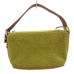 セリーヌ CELINE Cマカダム スエード ミニ ハンドバッグ グリーン系