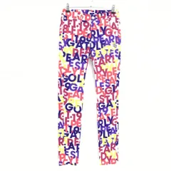 【新品】パーリーゲイツ パンツ 白×マルチカラー ロゴ英字総柄 ロゴ刺しゅう レディース 0(S) ゴルフウェア PEARLY GATES