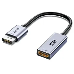 ICZI Displayport HDMI 変換アダプタ【4K@30HZ アルミシェル 】 ディスプレイポート hdmi 変換ケーブル DPからHDMIへ オスからメス 音声対応 単方向伝送 PC、パソコン、デスクトップ、ラップトップ、モニター、ディ ...
