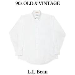 古着 90s L.L.Bean Pinpoint Oxford Shirt エルエルビーン ピンポイント オックスフォード シャツ ホワイト XL 当時物 ヴィンテージ ビンテージ 90年代 シングルニードル