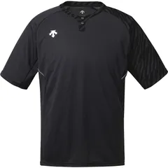 デサント(descente) 2ボタンシヤツ 野球 ソフト半袖 Tシャツ (db127-blk)、ブラック