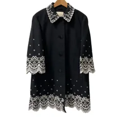 美品 Kate spade ケイトスペード Madison avenue collection カットレース コート サイズS ブラック×ホワイト レディース 古着 中古 USED