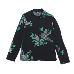 90s tricot COMME des GARCONS トリココムデギャルソン 長袖 ニット セーター 花 プリント 切替 ストライプ 黒 ヴィンテージ レディース 古着 中古 USED