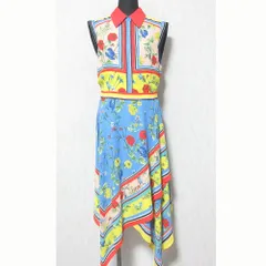 美品 Alice+Olivia アリスオリビア フラワープリント ノースリーブ ワンピース サイズ4 マルチカラー レディース 古着 中古 USED