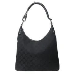 良品 GUCCI グッチ GGキャンバス レザー ハンド ワンショルダー バッグ 鞄 ロゴ 115003 黒 ブラック レディース 古着 中古 USED