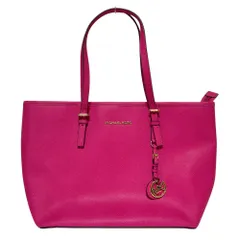 美品 MICHAEL KORS マイケルコース サフィアーノレザー トートバッグ ピンク レディース 古着 中古 USED